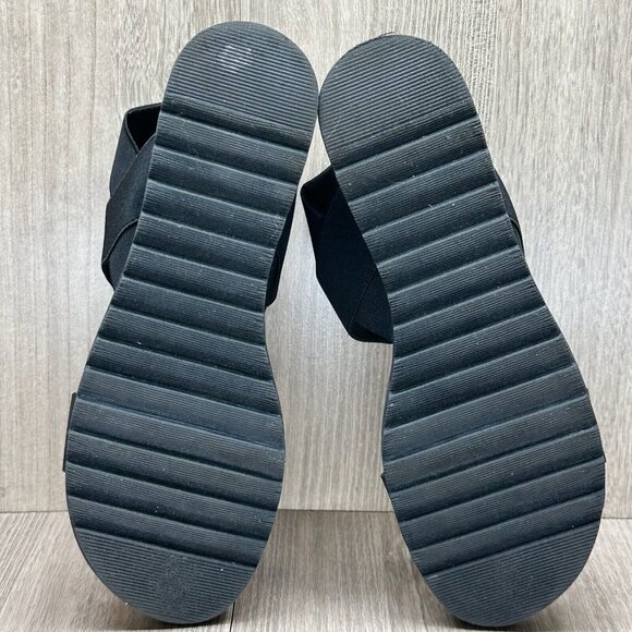 Kensie Everlee Sandals Womens Sz 8.5M Elastic Straps Open Toe Summer Wedge Black - Picture 12 of 12